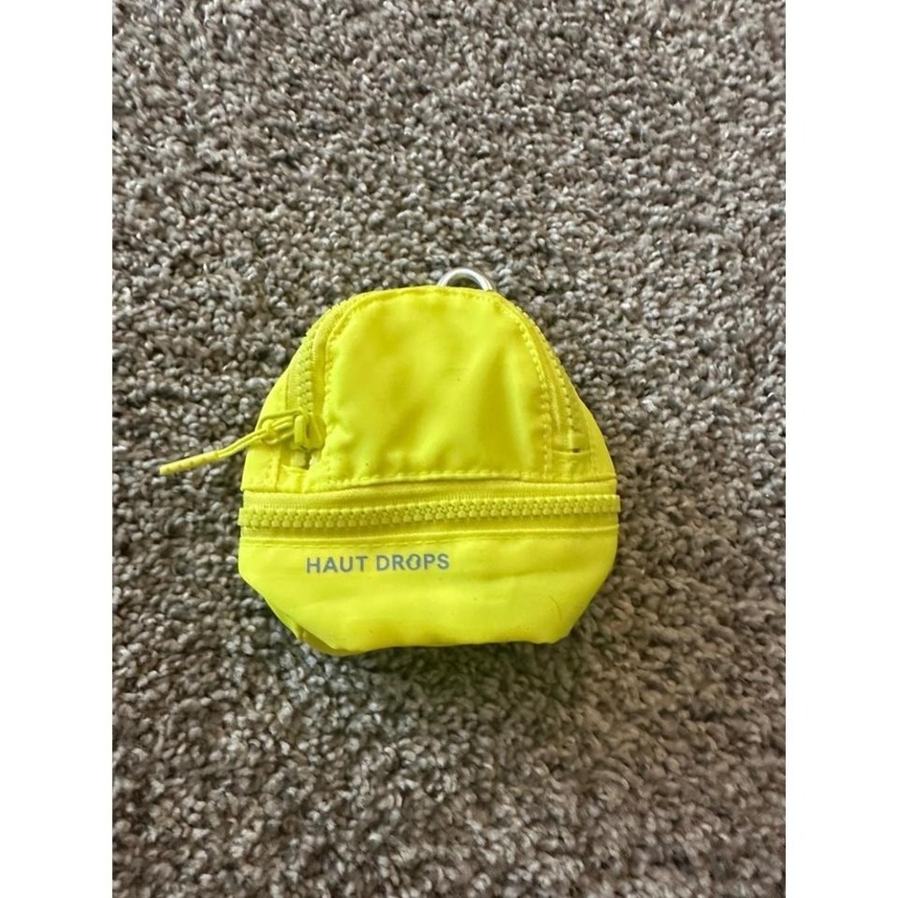 Bright Yellow Coin Pouch Bag Keychain Zippered Small Accessory Bag